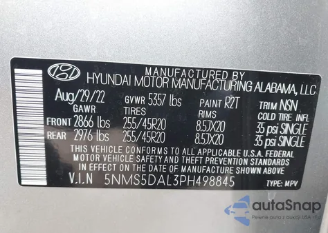 2023 Hyundai Santa Fe Calligraphy из США, поврежденный, VIN 5NMS5DAL3PH498845